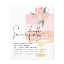 Budget Roze Gold Birthday Cake 70th Party Invite