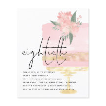 Budget Roze Gold Birthday Cake 80th Party Invite