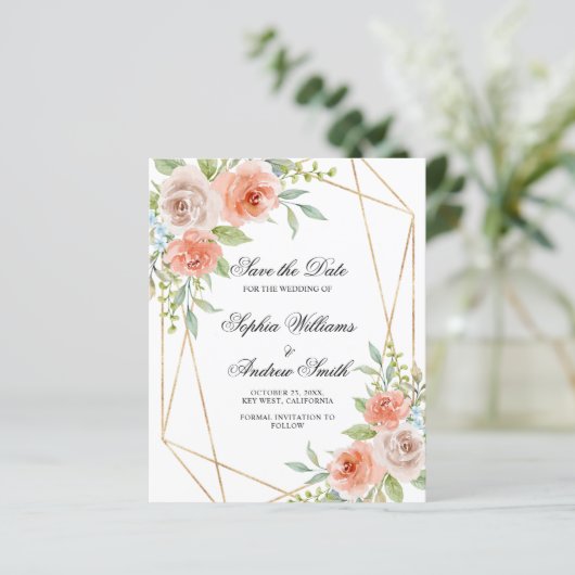 BUDGET Roze & Gold Lijst sparen de datum (Staand voorkant)