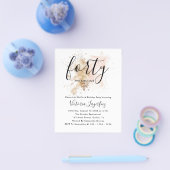 Budget Roze & Goud 40e Verjaardag Uitnodiging Flyer (Enkel)