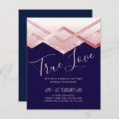 Budget Roze goud Art Deco Folie Look Navy Bruiloft (Voorkant / Achterkant)