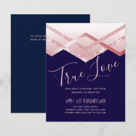 Budget Roze goud Art Deco Folie Look Navy Bruiloft