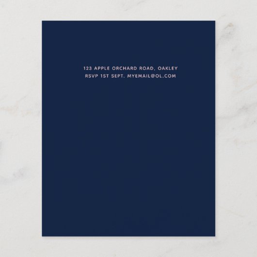 Budget Roze goud Art Deco Folie Look Navy Bruiloft (Achterkant)