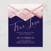 Budget Roze goud Art Deco Folie Look Navy Bruiloft (Voorkant)