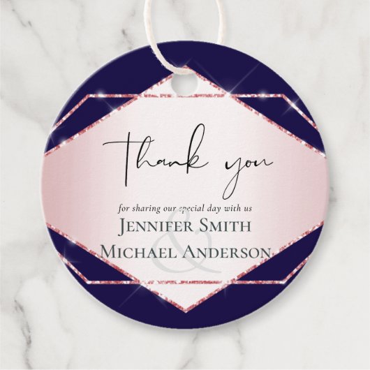 Budget Roze Goud Folie Look Geometrische Huwelijk Bedankjes Labels (Voorkant)