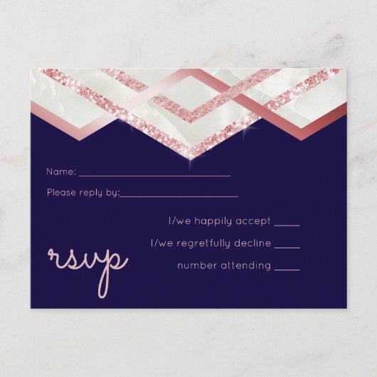 Budget Roze Goud Folie Look Geometrische Huwelijk Uitnodiging Briefkaart (Voorkant)