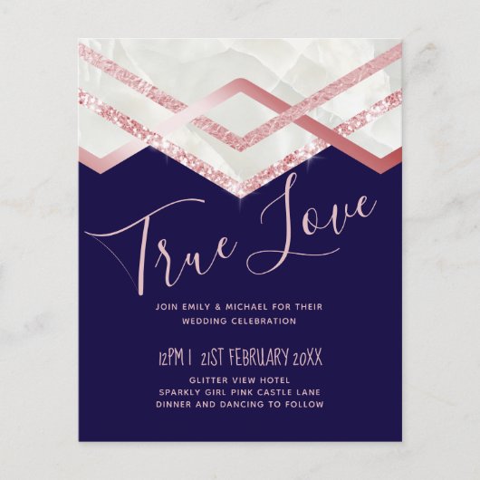 Budget Roze Goud Folie Look Geometrische Trouwdag (Voorkant)