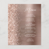 Budget Roze Goud Glam Glitter Script Trouwmenu (Voorkant)