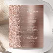 Budget Roze Goud Glam Glitter Script Trouwmenu