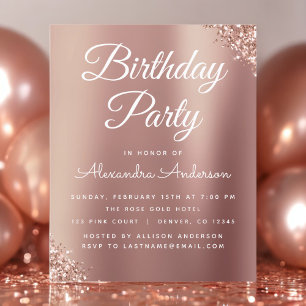 Budget Roze Goud Glitter Elke Leeftijd Verjaardag Flyer