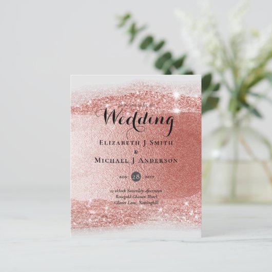 Budget Roze goud Glitter Folie Look Bruiloft (Staand voorkant)