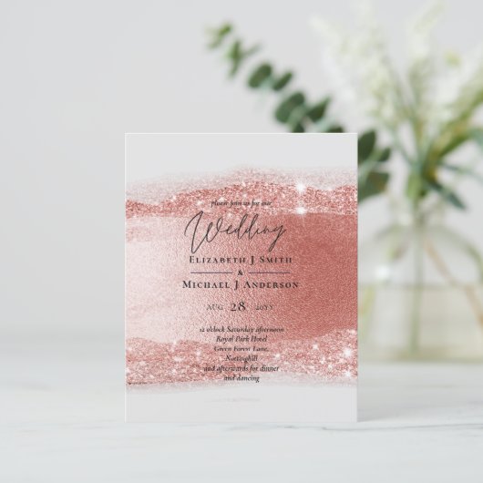 Budget Roze goud Glitter Folie Look Bruiloft (Staand voorkant)