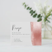 Budget Roze goud Glitter Folie Look Bruiloft Briefkaart (Staand voorkant)