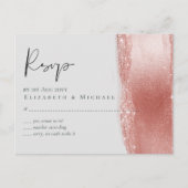 Budget Roze goud Glitter Folie Look Bruiloft Briefkaart (Voorkant)