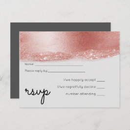 Budget Roze goud Glitter Folie Look Bruiloft Uitnodiging Briefkaart