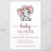 Budget Roze Goud Glitter Olifant Baby Meisje FLYER (Voorkant)