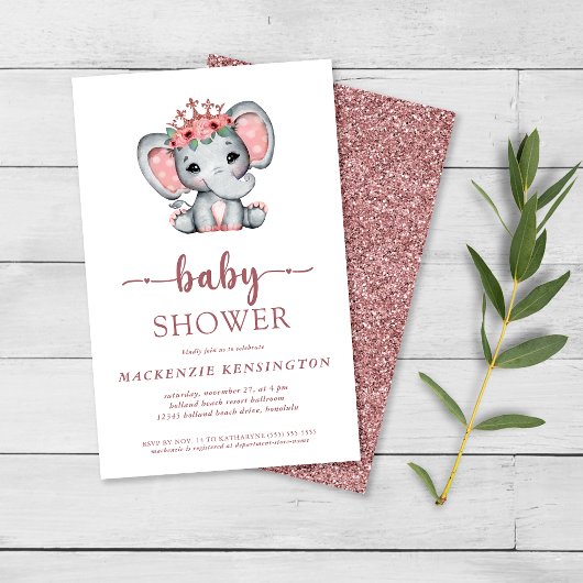 Budget Roze Goud Glitter Olifant Baby Meisje FLYER