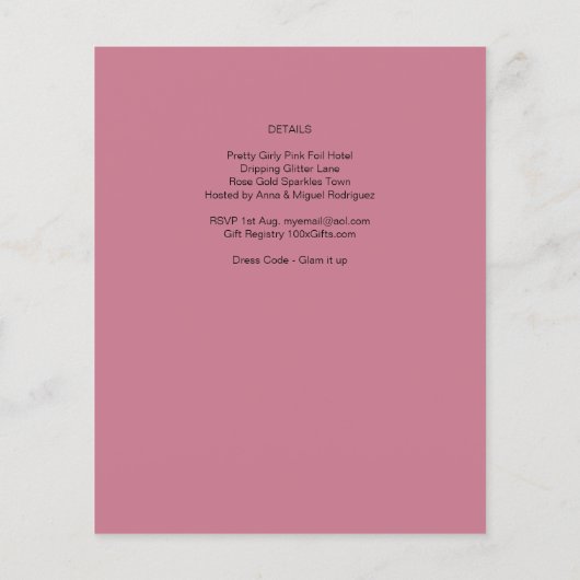 Budget Roze Goud Glitter Quinceanera Bruine Pruik Flyer (Achterkant)