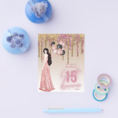 Budget Roze Goud Glitter Quinceanera Bruine Pruik Flyer (Enkel)