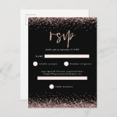 Budget Roze Goud Glitter Script Zwarte Huwelijks-R Briefkaart (Voorkant / Achterkant)