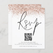 Budget Roze Goud Glitters QR Code Huwelijks RSVP B (Voorkant / Achterkant)