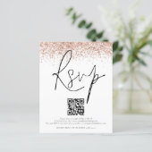 Budget Roze Goud Glitters QR Code Huwelijks RSVP B (Staand voorkant)