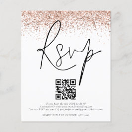 Budget Roze Goud Glitters QR Code Huwelijks RSVP B