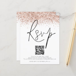 Budget Roze Goud Glitters QR Code Huwelijks RSVP B