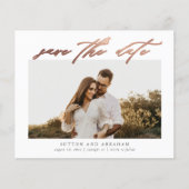 Budget Roze Goud Schrift Foto Save the Date (Voorkant)