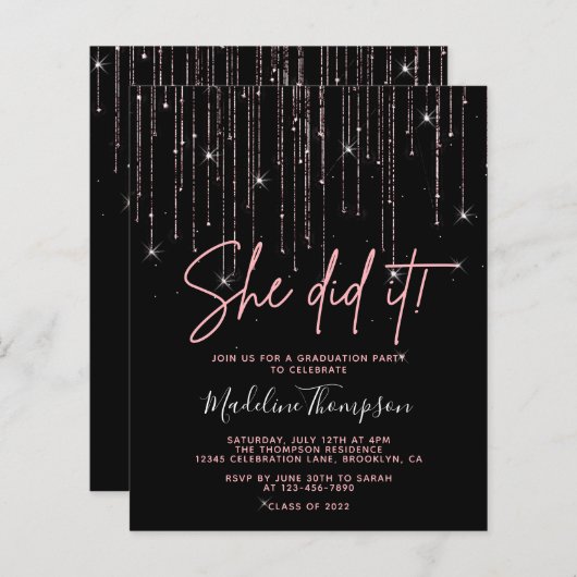 Budget Roze Goud Ze heeft het gedaan Afstudeeruitn (Voorkant / Achterkant)