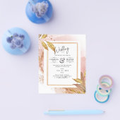 BUDGET Roze Gouden Bladeren Trouw Uitnodiging QR C Flyer (Enkel)