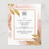 BUDGET Roze Gouden Bladeren Trouw Uitnodiging QR C Flyer (Achterkant)
