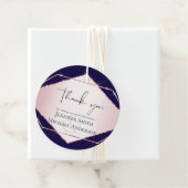 Budget Roze Gouden Folie Look Geometrische Trouwda Bedankjes Labels (In situ)