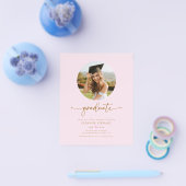 Budget Roze & Gouden Foto Afstuderen Graduation Pa Flyer (Enkel)