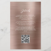 Budget Roze Gouden Glam QR Code Trouw Uitnodiging (Achterkant)