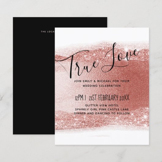 Budget Roze gouden glans folie look trouwfeest (Voorkant / Achterkant)