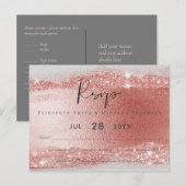 Budget Roze gouden glansfolie uitziende trouw- Briefkaart (Voorkant / Achterkant)