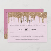 BUDGET Roze Gouden Glitter Bruiloft RSVP Briefkaart (Voorkant / Achterkant)