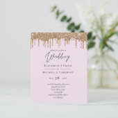 BUDGET Roze Gouden Glitter Bruiloft Uitnodigingen (Staand voorkant)