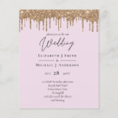 BUDGET Roze Gouden Glitter Bruiloft Uitnodigingen (Voorkant)