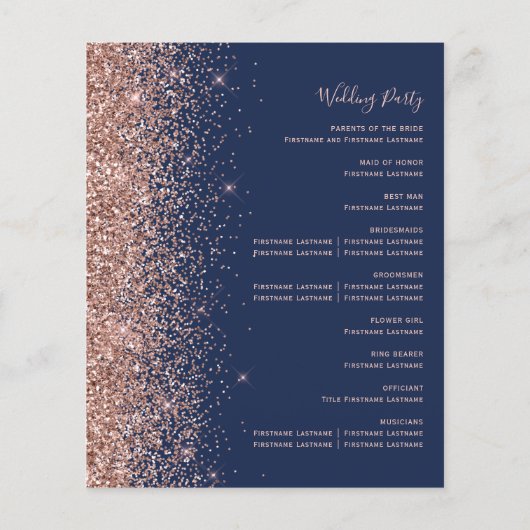 Budget Roze Gouden Glitter Donkerblauw Huwelijkspr (Achterkant)