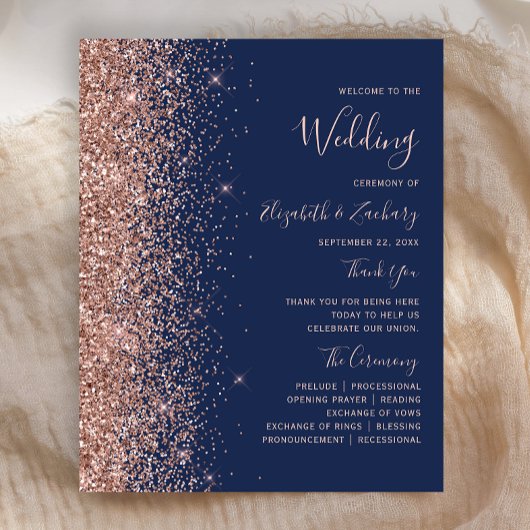 Budget Roze Gouden Glitter Donkerblauw Huwelijkspr