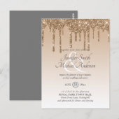 Budget Roze Gouden Glitter Druipende TROUWKAART UI Briefkaart (Voorkant / Achterkant)