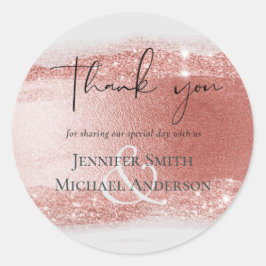Budget Roze gouden Glitter Folie Look Bruiloft Ronde Sticker