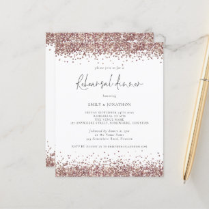 Budget Roze Gouden Glitter Oefenavond Eetinvite