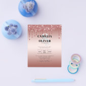 Budget Roze Gouden Glitterende Bruiloft Uitnodigin Flyer (Enkel)