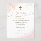 Budget Roze Gouden Kruis Meisje Eerste Heilige Com (Voorkant)