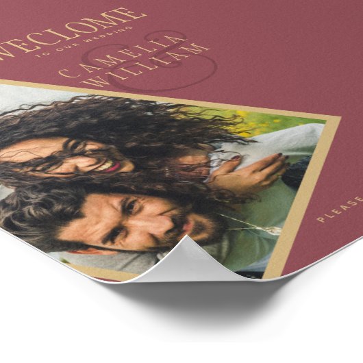 BUDGET Roze Gouden Trouwfoto WELKOM BORDJE Poster (Hoek)