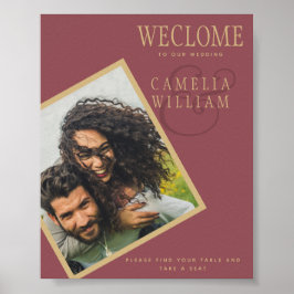 BUDGET Roze Gouden Trouwfoto WELKOM BORDJE Poster