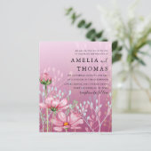Budget Roze Grassen & Foliage Trouwuitnodiging (Staand voorkant)